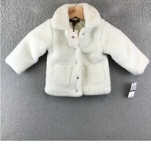 New 7 For All Man Kind Baby’s‎ Sherpa Button Up Jacket White Sz 18M
